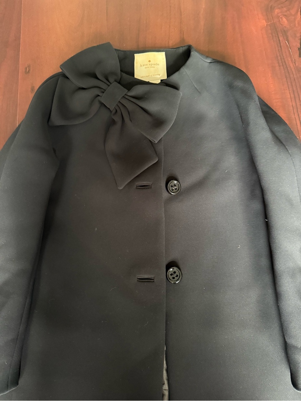 Kate Spade Black Bow “Dorothy” Dress Coat - Picture 8 of 15
